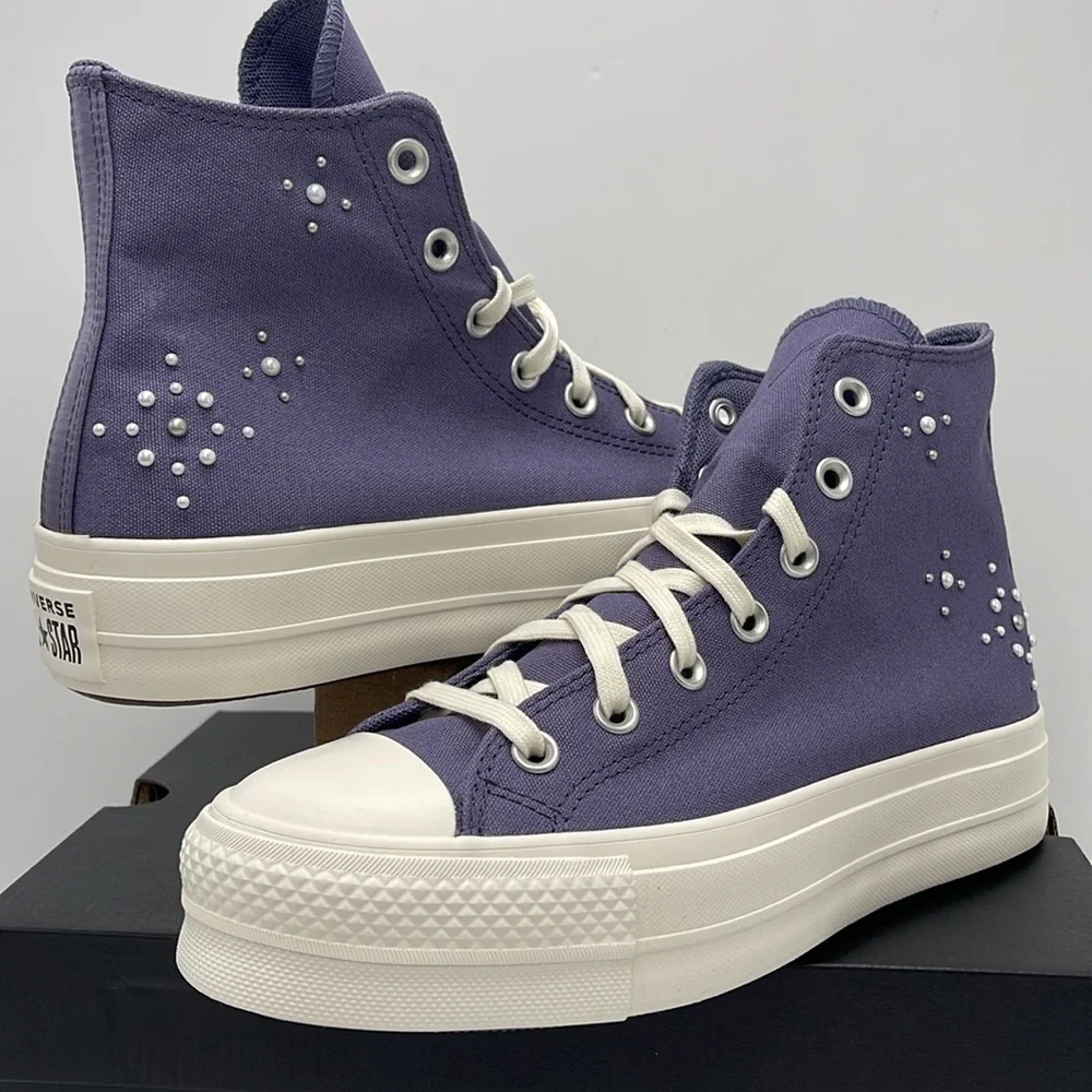 Converse WMNS А12513С CTAS LIFT HI LAVENDER ASH/EGRET/BLACK Platforms Sneakers